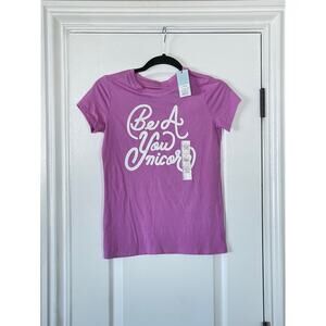 Cat & Jack Youth Girls Purple T Shirt Short Sleeve You-Nicorn Size Large 10/12